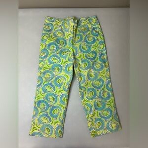 Lilly Pulitzer Girl’s Crop Pants Leapin Lizard Zip Vintage Size 7